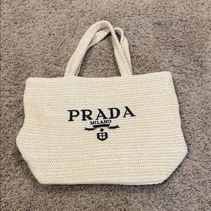 Cream Woven Tote Bag